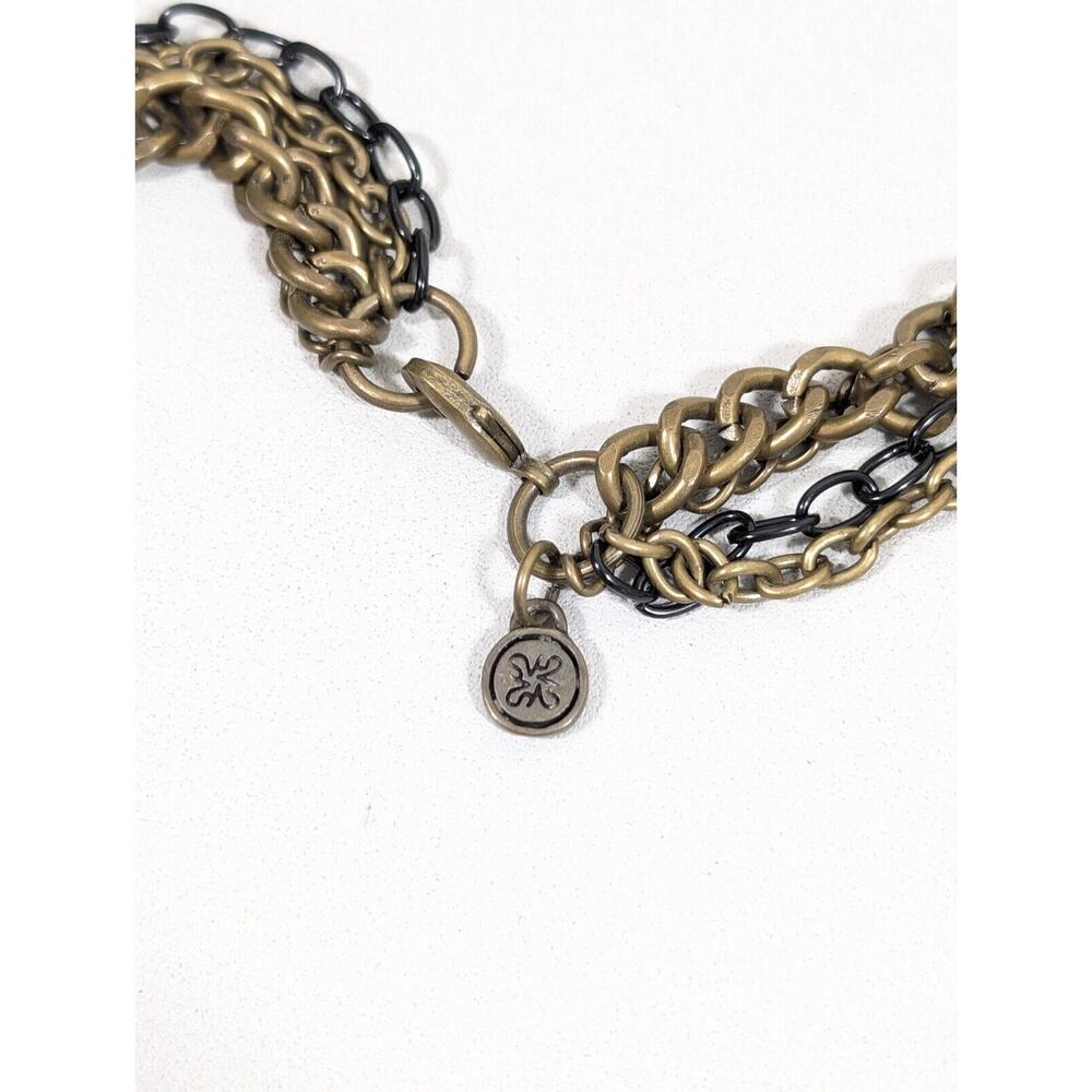 Simply Vera Wang Bronze Tone Brown Black Chunky Charm Layered Chain Necklace 24" - Picture 13 of 14